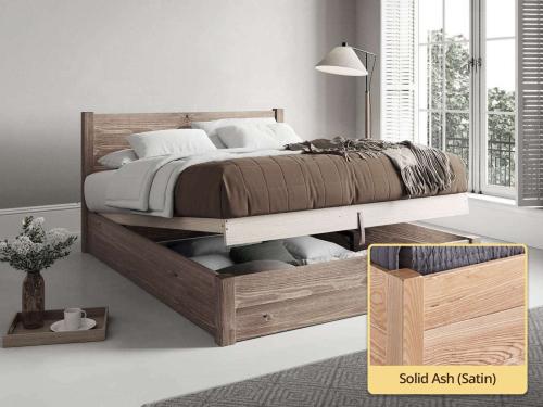 Ottoman Storage Bed solid ash