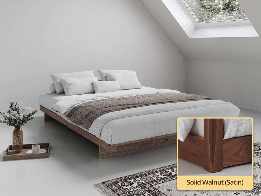 Low Fuji Attic Bed (No Headboard) solid walnut