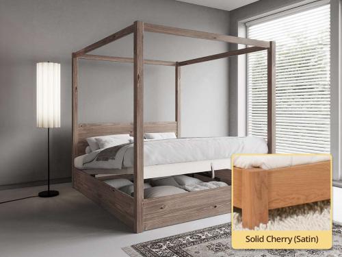 Ottoman Four Poster Storage Bed solid cherry